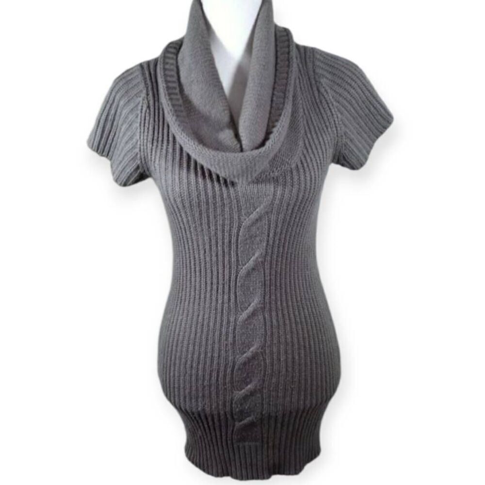 CHARLOTTE RUSSE GRAY COWL-NECK SWEATER DRESS SZ.M